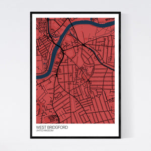 West Bridgford City Map Print