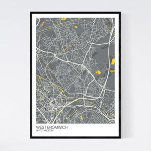 West Bromwich City Map Print