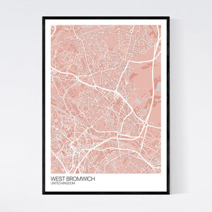 West Bromwich City Map Print