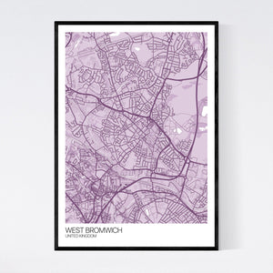 West Bromwich City Map Print