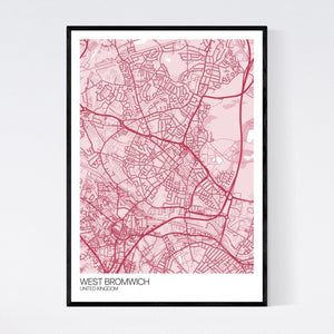 West Bromwich City Map Print
