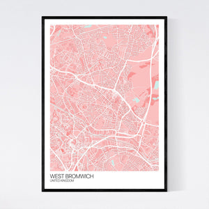 West Bromwich City Map Print