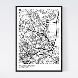 West Bromwich City Map Print