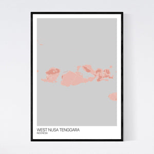 West Nusa Tenggara Region Map Print