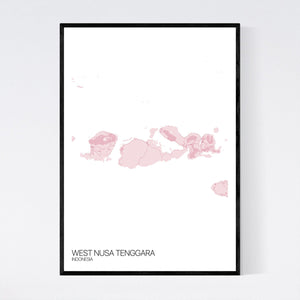 West Nusa Tenggara Region Map Print
