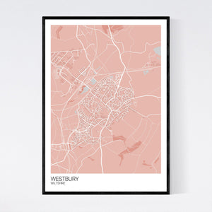 Westbury Town Map Print