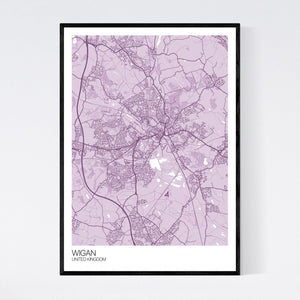Wigan City Map Print