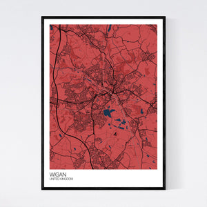 Wigan City Map Print