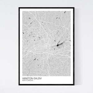 Winston-Salem City Map Print