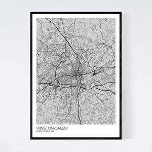 Winston-Salem City Map Print