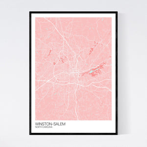 Winston-Salem City Map Print