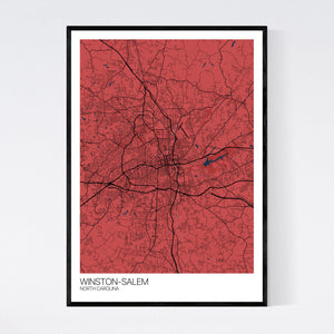 Winston-Salem City Map Print