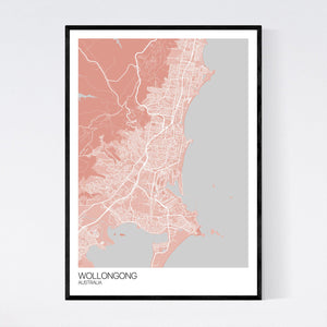 Wollongong City Map Print