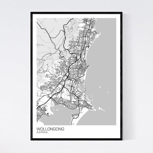 Wollongong City Map Print