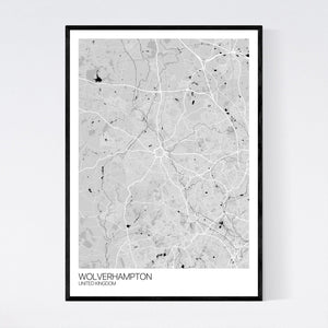 Wolverhampton City Map Print