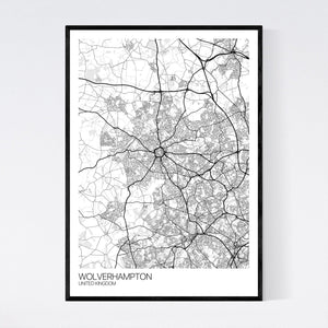Wolverhampton City Map Print