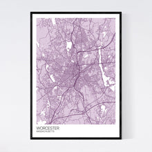 Load image into Gallery viewer, Worcester City Map Print