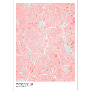 Map of Worcester, Massachusetts
