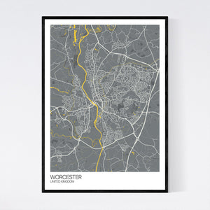 Worcester City Map Print