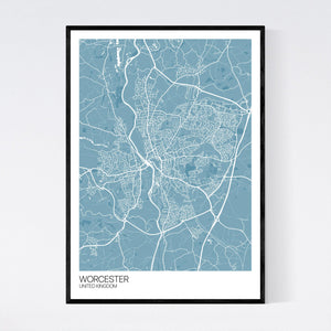 Worcester City Map Print