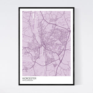 Worcester City Map Print