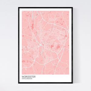 Worcester City Map Print