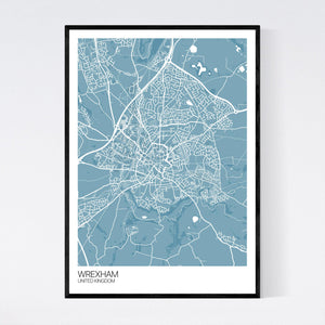 Wrexham City Map Print