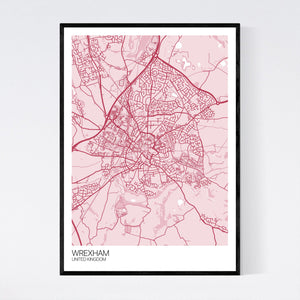 Wrexham City Map Print