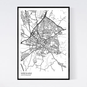 Wrexham City Map Print