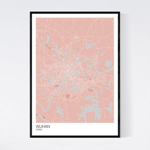 Wuhan City Map Print