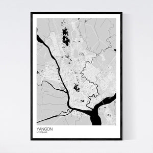 Yangon City Map Print