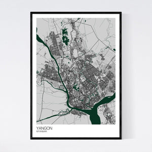 Yangon City Map Print