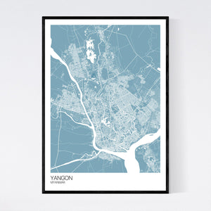 Yangon City Map Print