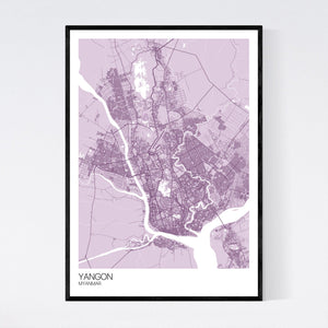 Yangon City Map Print