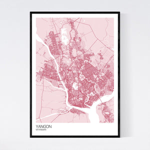 Yangon City Map Print