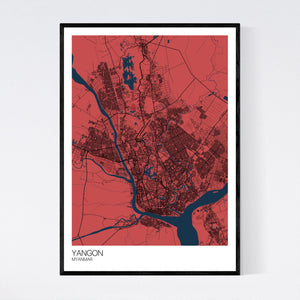 Yangon City Map Print