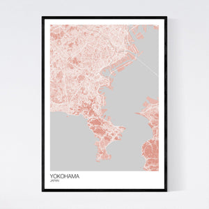 Yokohama City Map Print