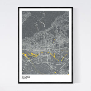 Map of Zagreb, Croatia