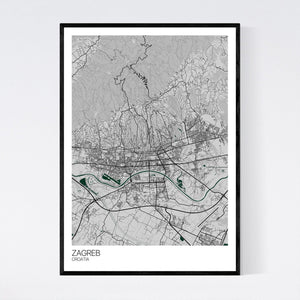 Zagreb City Map Print