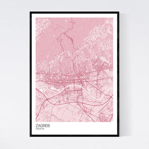 Zagreb City Map Print