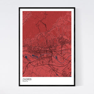Zagreb City Map Print
