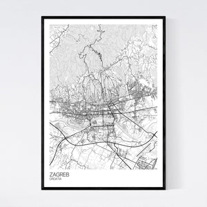 Zagreb City Map Print