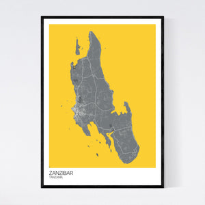 Zanzibar Island Map Print