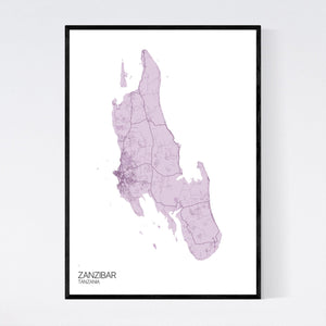 Zanzibar Island Map Print