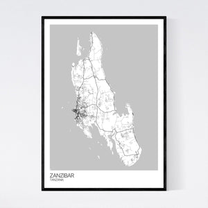 Map of Zanzibar, Tanzania