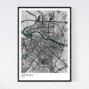 Zaragoza City Map Print