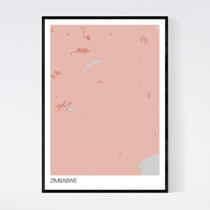 Zimbabwe Country Map Print