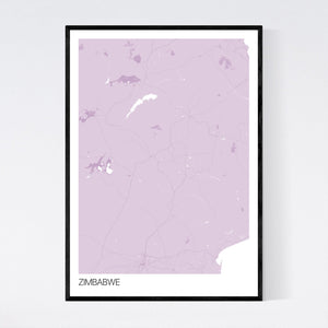 Zimbabwe Country Map Print