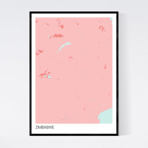 Zimbabwe Country Map Print