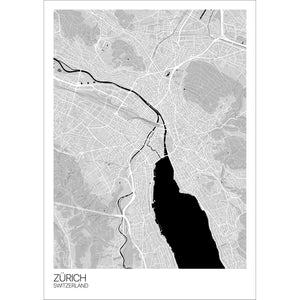 Map of Zürich, Switzerland